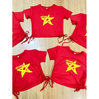 Áo đỏ sao vàng croptop chất siêu đẹp, phù hợp cho biểu diễn, nhảy, sẵn sll đội nhóm