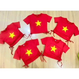 Áo đỏ sao vàng croptop chất siêu đẹp, phù hợp cho biểu diễn, nhảy, sẵn sll đội nhóm