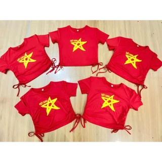 Áo đỏ sao vàng croptop chất siêu đẹp, phù hợp cho biểu diễn, nhảy, sẵn sll đội nhóm