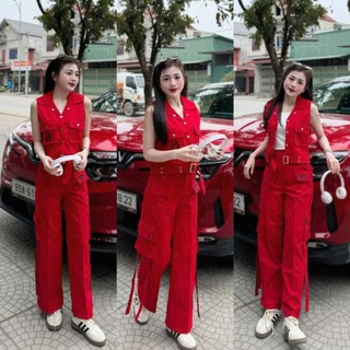 Bộ thể thao nữ gồm uần Jogger ống rộng áo Gile cổ bẻ,in số 23, chất liệu kaki mềm