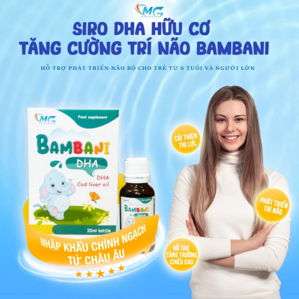 [Tặng 1 Lọ D3K2] Combo 2 Vitamin DHA BAMBANI Sray Hỗ Trợ Phát Triển Trí Não, Thị Lực, Chiều Cao 20ML - BAMBANI