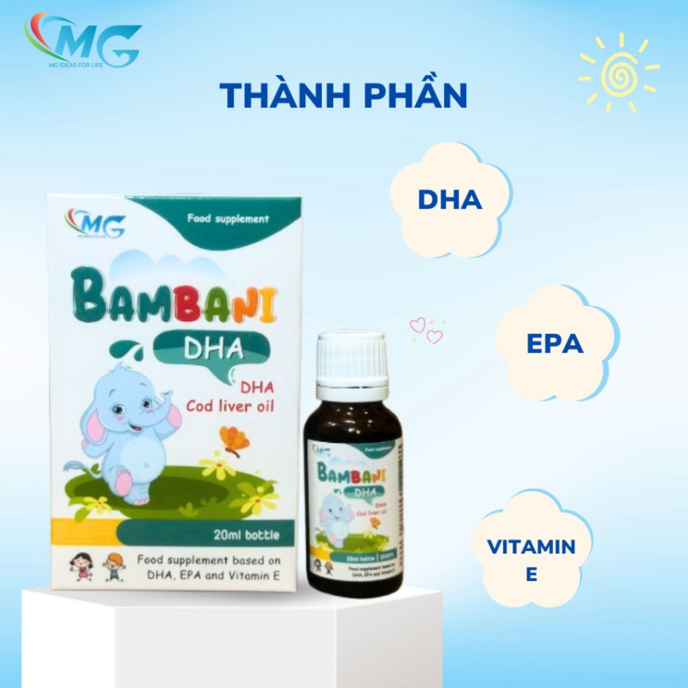 Combo Vitamin DHA BAMBANI Sray và D3K2 BAMBANI Hỗ Trợ Phát Triển Trí Não, Thị Lực, Chiều Cao Cho Bé