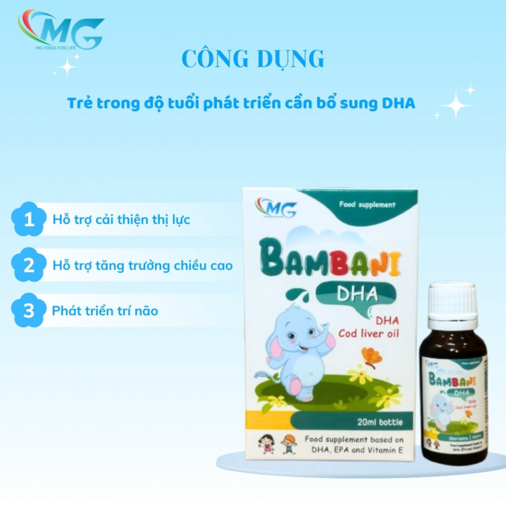 Combo Vitamin DHA BAMBANI Sray và D3K2 BAMBANI Hỗ Trợ Phát Triển Trí Não, Thị Lực, Chiều Cao Cho Bé