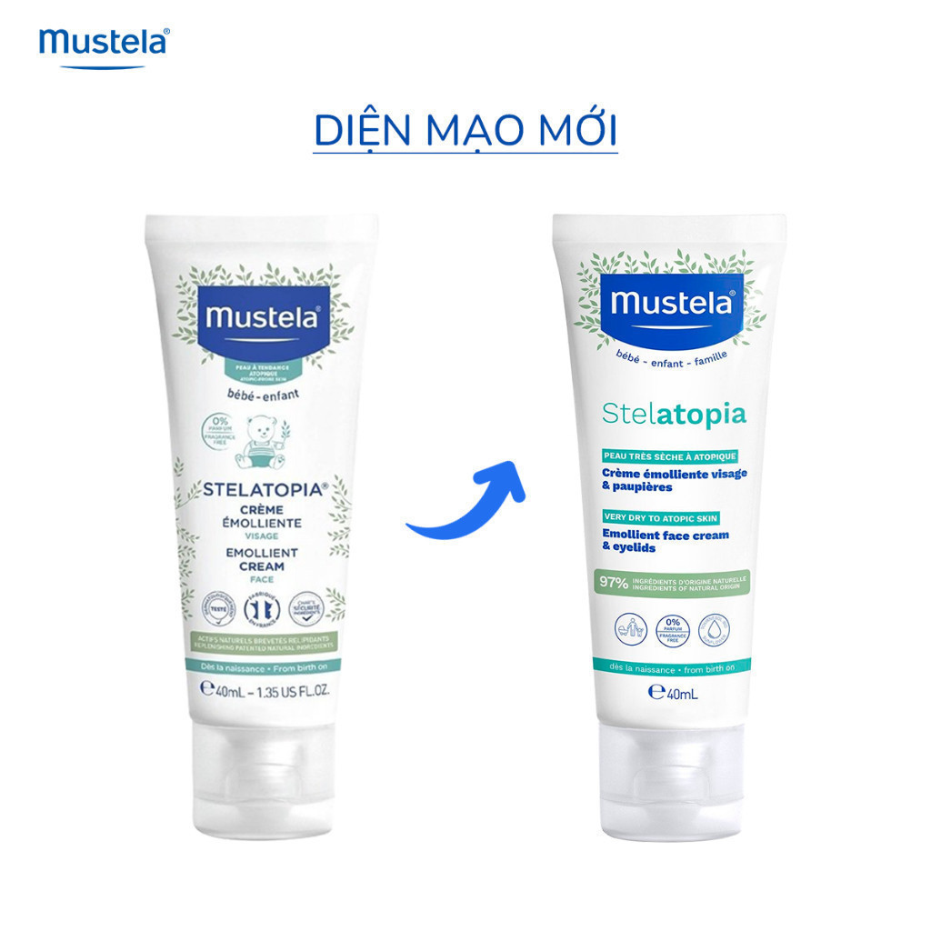 Ảnh Kem Dưỡng Mặt Cho Da Chàm Thể Tạng (Viêm Da Cơ Địa) Mustela Stelatopia Emollient Face Cream 40ml 2