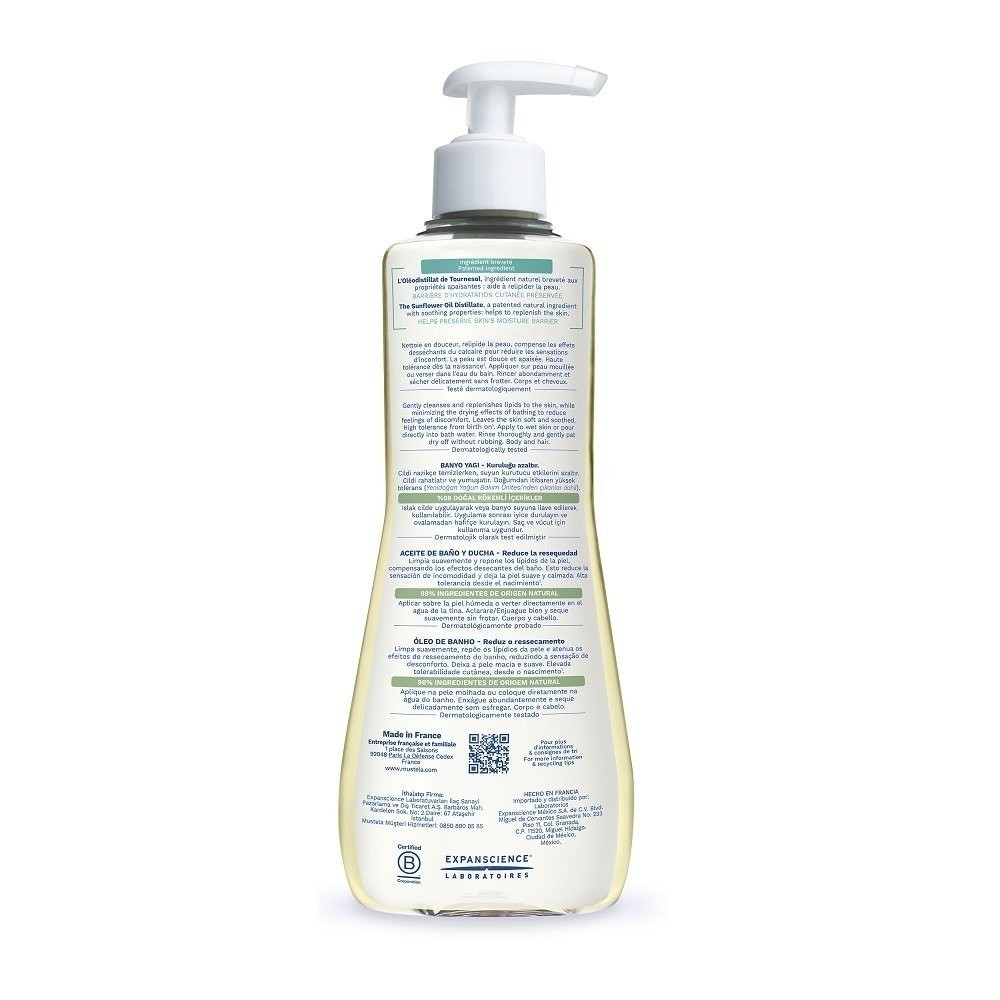 Ảnh Dầu tắm gội Cho Trẻ Sơ Sinh & Em Bé Da Chàm Thể Tạng Mustela Stelatopia Cleansing Oil 500ml 3