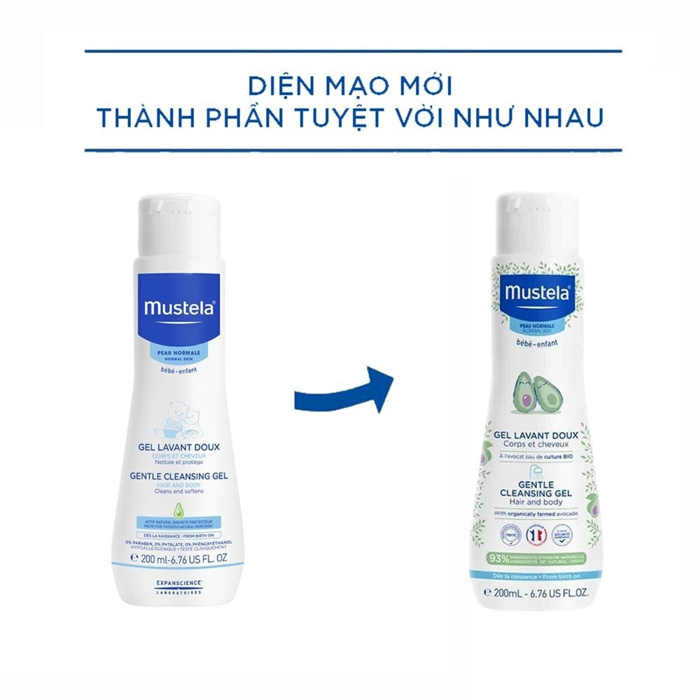 Ảnh Sữa Tắm Gội Cho Trẻ Sơ Sinh & Em Bé Da Thường Mustela 200ml 2