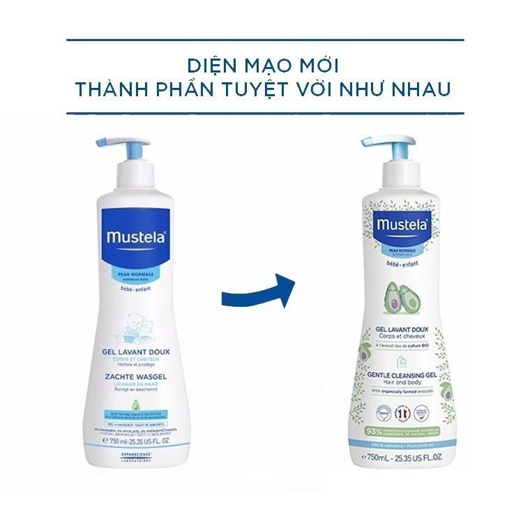 Ảnh Sữa Tắm Gội Cho Trẻ Sơ Sinh & Em Bé Da Thường Mustela 750ml 2