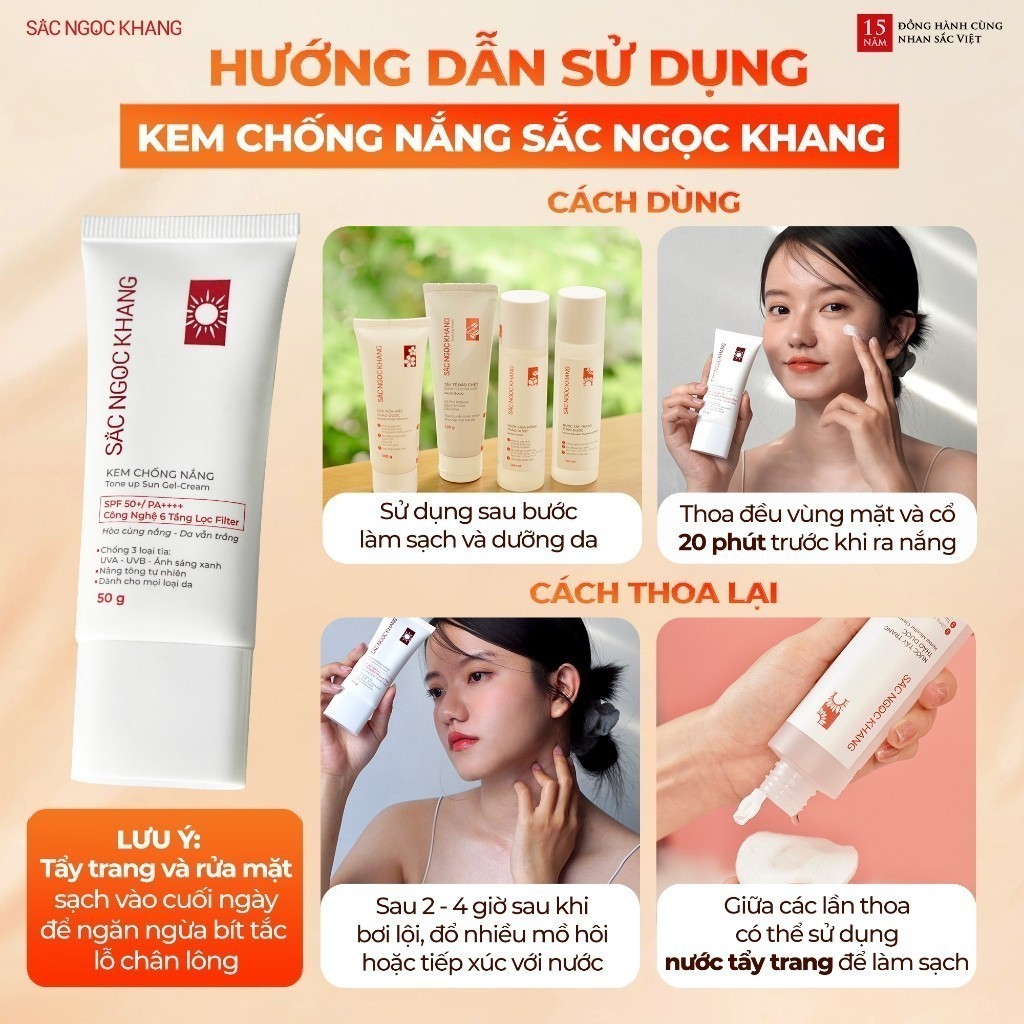 Ảnh Kem chống nắng SẮC NGỌC KHANG 50G SPF 50+/ PA++++ chống nắng phổ rộng với 6 màng lọc Filter 3