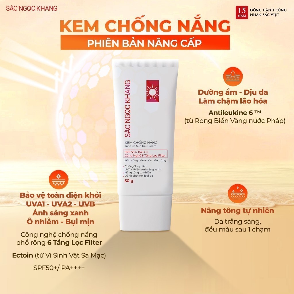 Ảnh Kem chống nắng quang phổ rộng Sắc Ngọc Khang SPF50 PA++++ công nghệ 6 màng lọc Filter [tuýp 50g] 2