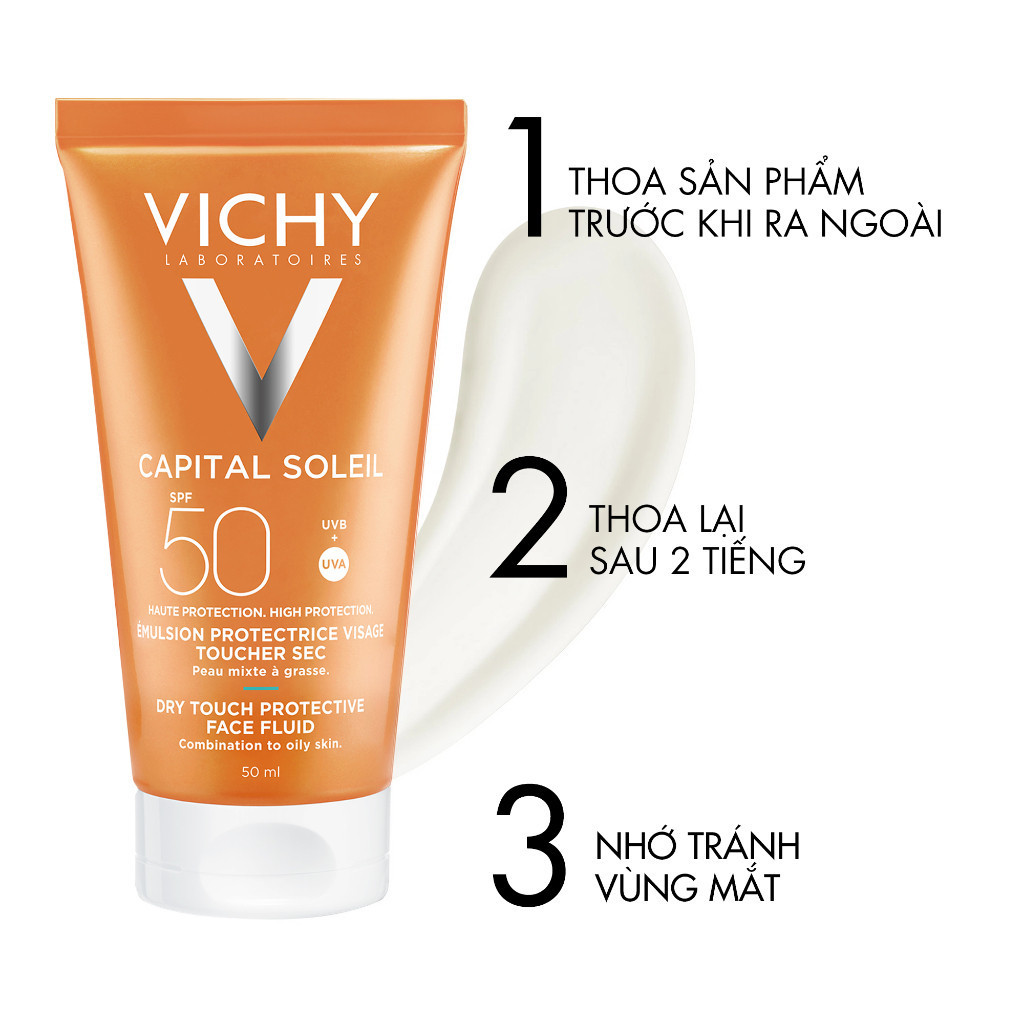 Ảnh Bộ 2 kem chống nắng không gây nhờn rít Vichy Ideal Soleil Dry Touch SPF 50 Chống Tia UVA + UVB 50ml 3