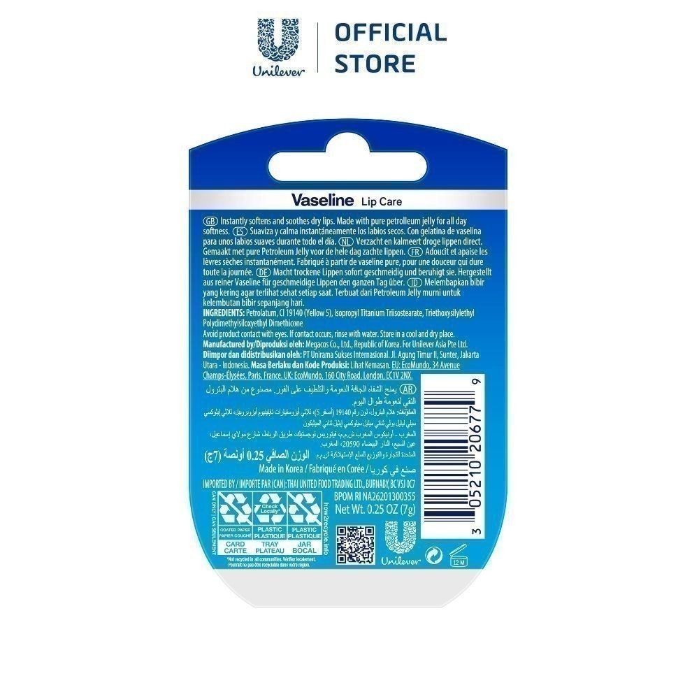 Ảnh Sáp Dưỡng Môi Mềm Mịn Vaseline Lips Care Original Mềm Mịn 7g 4