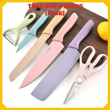 Bộ Dao Nhà Bếp Lúa Mạch Nhật Bản,Bộ Dao Kéo 6 Chi Tiết Siêu Sắc Bén - DỤNG CỤ NHÀ BẾP CAO CẤP 6 MÓN THIẾT KẾ TINH XẢO