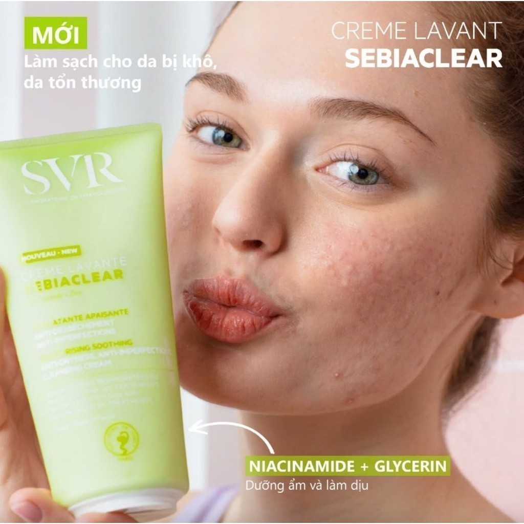 Ảnh [Gift 3] Sữa rửa mặt dạng sữa SVR SEBIACLEAR CREME LAVANTE 55ml mang lại sự thoải mái và dưỡng ẩm hàng ngày 1