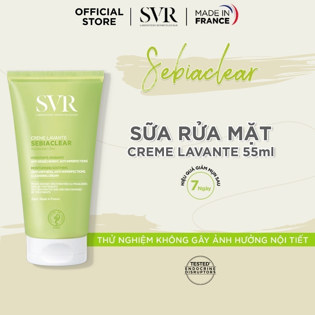 Ảnh Sữa rửa mặt dạng sữa SVR SEBIACLEAR CREME LAVANTE 55ml mang lại sự thoải mái và dưỡng ẩm hàng ngày 1