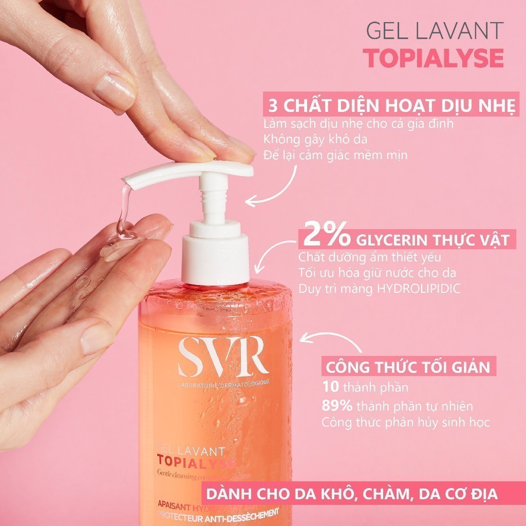 Ảnh Gel làm sạch dịu nhẹ cho da nhạy cảm, da khô và viêm da cơ địa SVR TOPIALYSE Gel Lavant 400ml 3