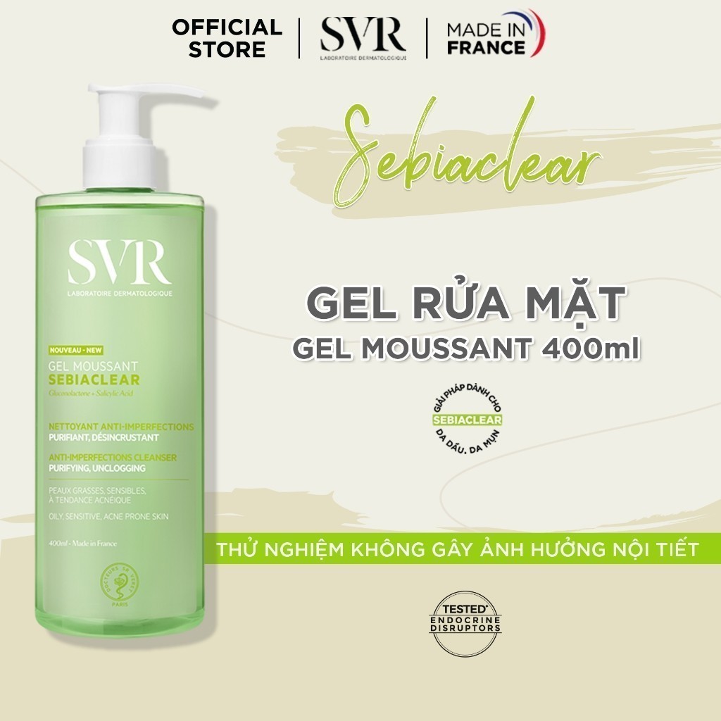 Ảnh Gel rửa mặt không có xà phòng, làm sạch, loại bỏ tế bào da chết SVR SEBIACLEAR GEL MOUSSANT 400ml 1