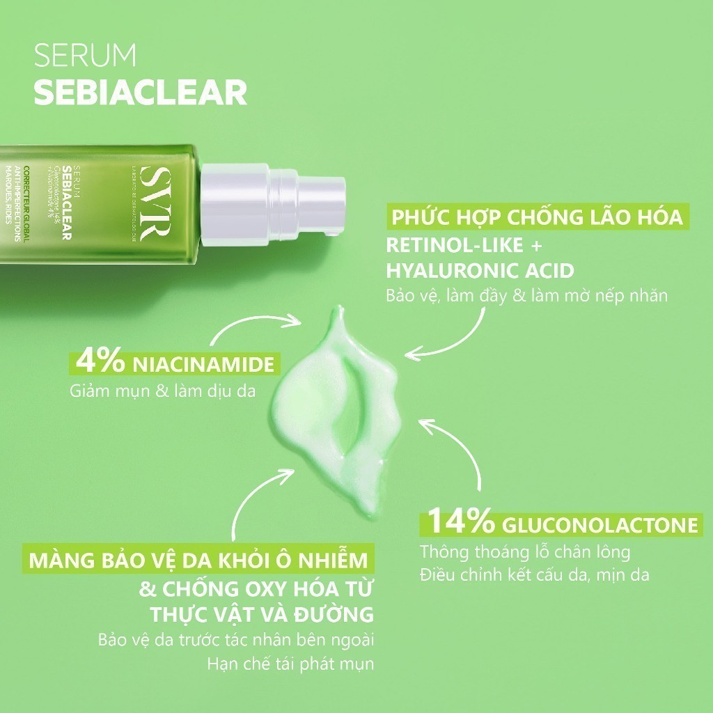 Ảnh Sản phẩm chăm sóc da, hỗ trợ giảm mụn mờ thâm SVR SEBIACLEAR SERUM 30ml 3