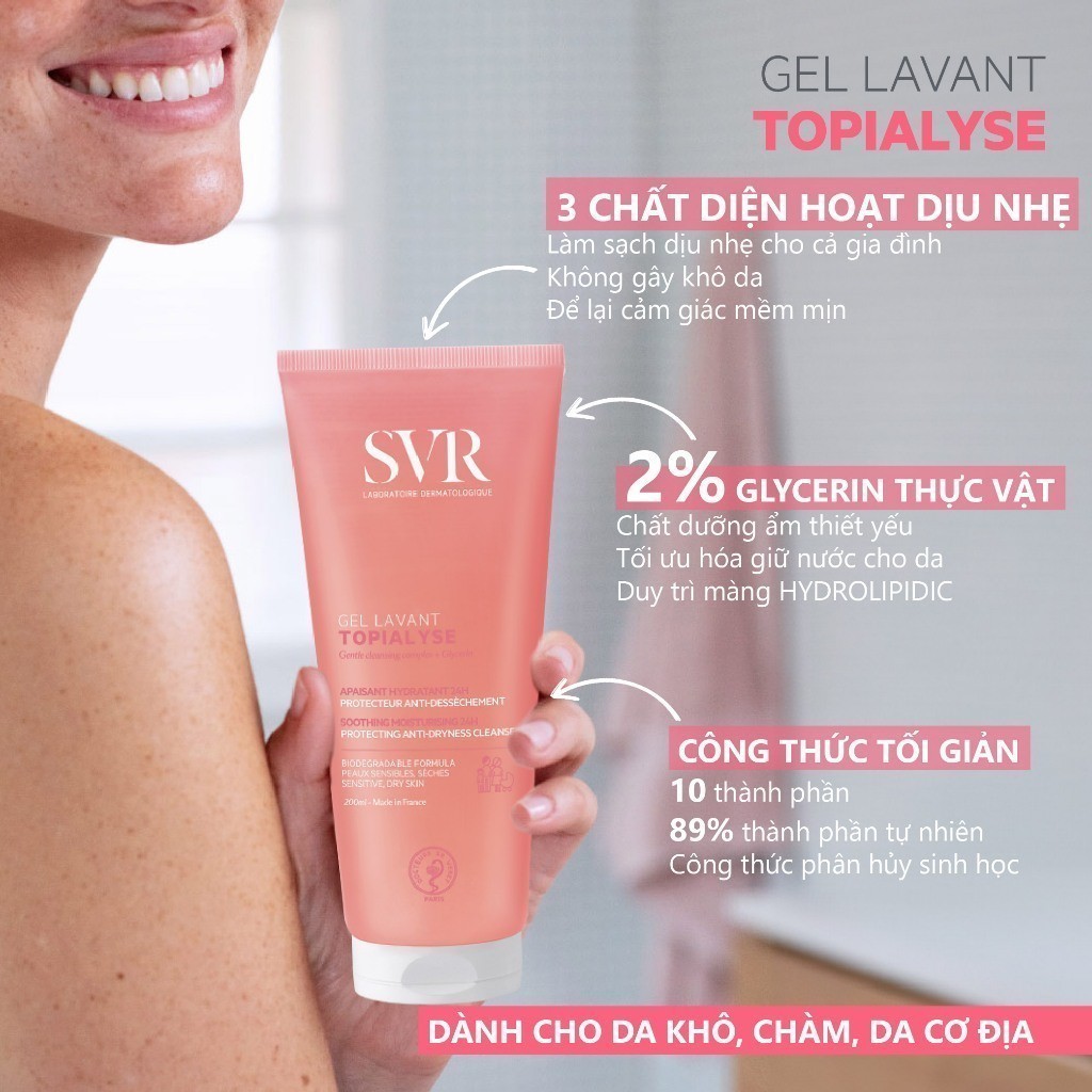 Ảnh Gel làm sạch không chứa xà phòng SVR TOPIALYSE Gel Lavant 200ml 4