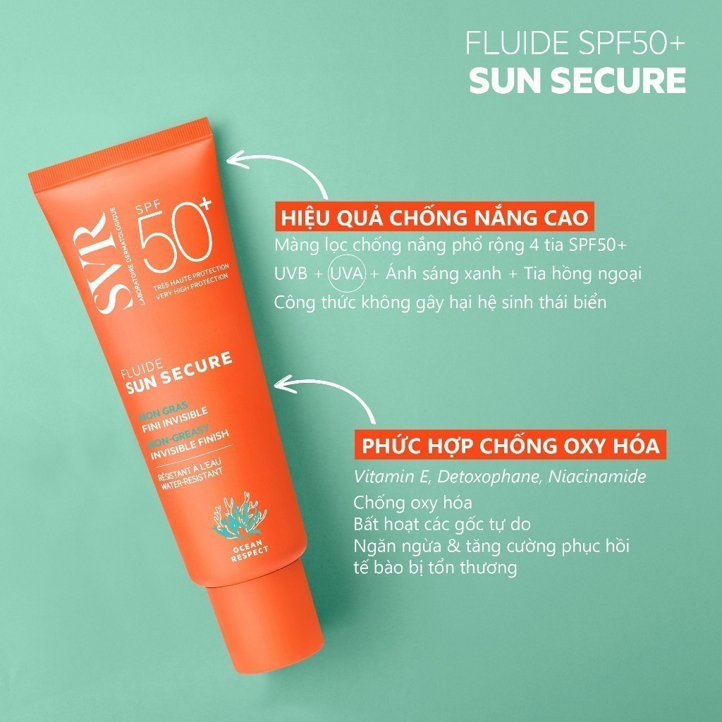 Ảnh Kem chống nắng trong suốt, không nhờn rít SVR SUN SECURE Fluide SPF50+ 50ml 3
