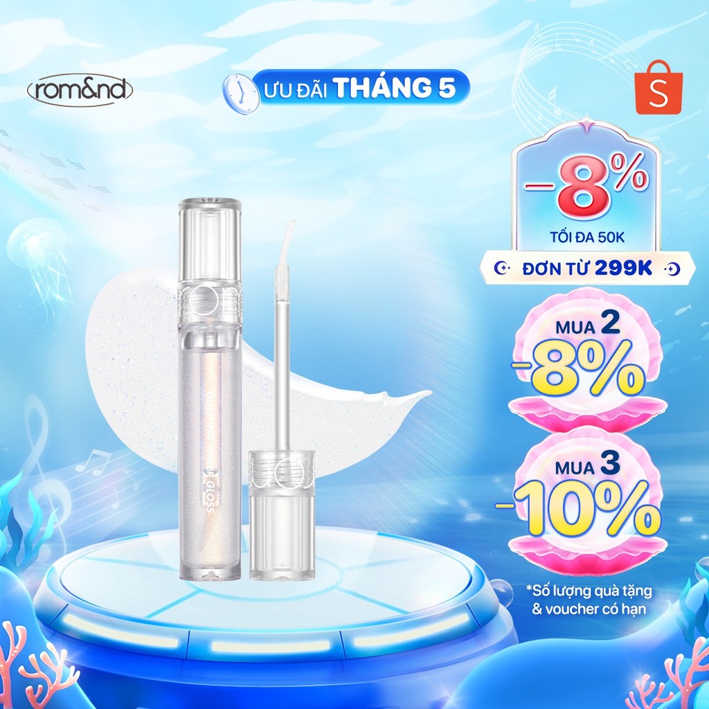 Ảnh [Rom&nd] Son tint bóng mịn mượt Hàn Quốc Romand Glasting Water Gloss 4.5g 1