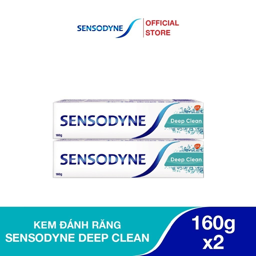 Ảnh Bộ 2 Kem đánh răng SENSODYNE Deep Clean 160g giúp giảm ê buốt hiệu quả, sạch sâu cho hơi thở thơm mát 1