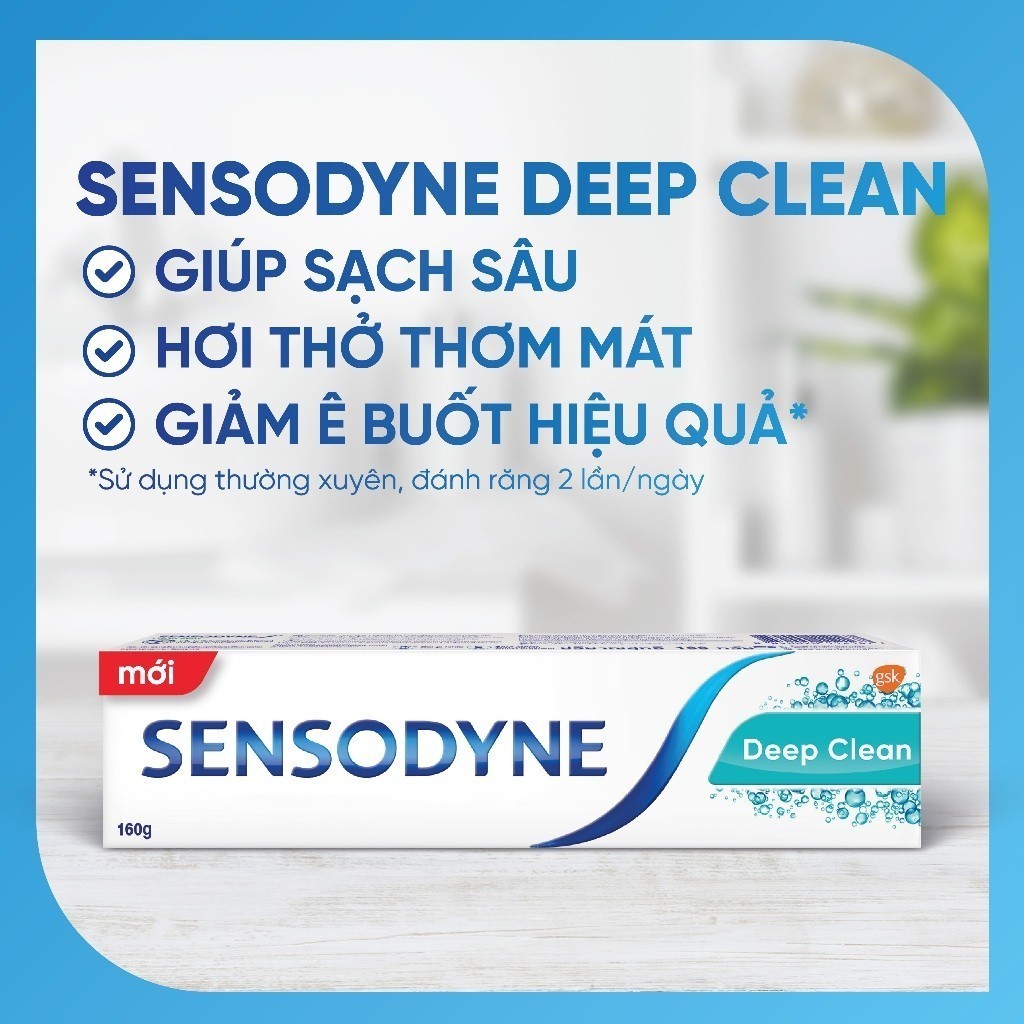 Ảnh Kem đánh răng SENSODYNE Deep Clean 160g giúp giảm ê buốt hiệu quả, sạch sâu cho hơi thở thơm mát 3