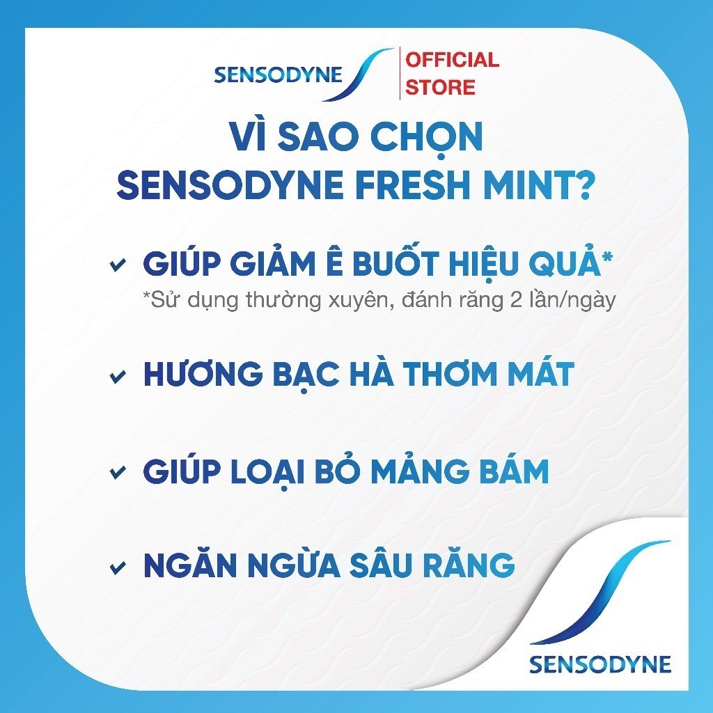 Ảnh Bộ 3 Kem đánh răng SENSODYNE Fresh Mint 160g giúp giảm ê buốt hiệu quả với hương bạc hà thơm mát 4