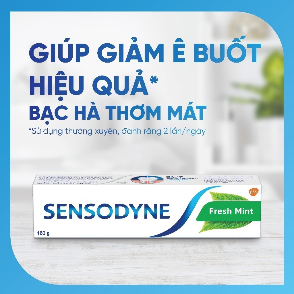 Ảnh Bộ 3 Kem đánh răng SENSODYNE Fresh Mint 160g giúp giảm ê buốt hiệu quả với hương bạc hà thơm mát 2