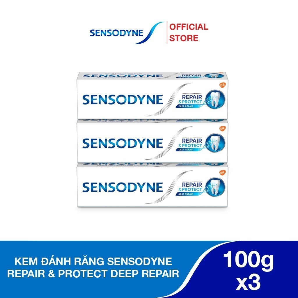 Ảnh Bộ 3 Kem đánh răng SENSODYNE Repair & Protect Deep Repair 100g giúp phục hồi sâu và bảo vệ răng ê buốt 1