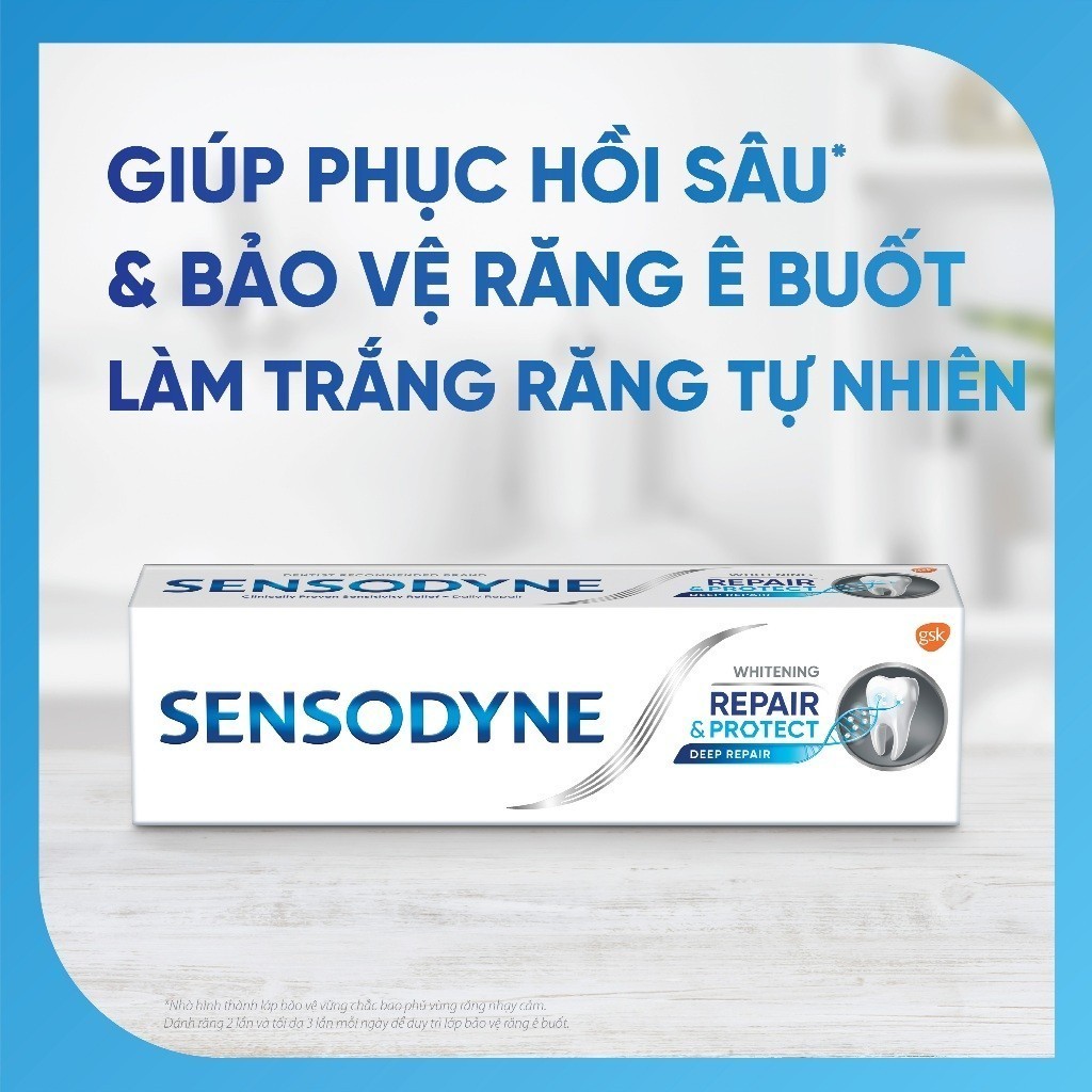 Ảnh Bộ 3 Kem đánh răng SENSODYNE Repair & Protect Deep Repair Whitening 100g phục hồi, bảo vệ răng ê buốt và làm trắng răng 2