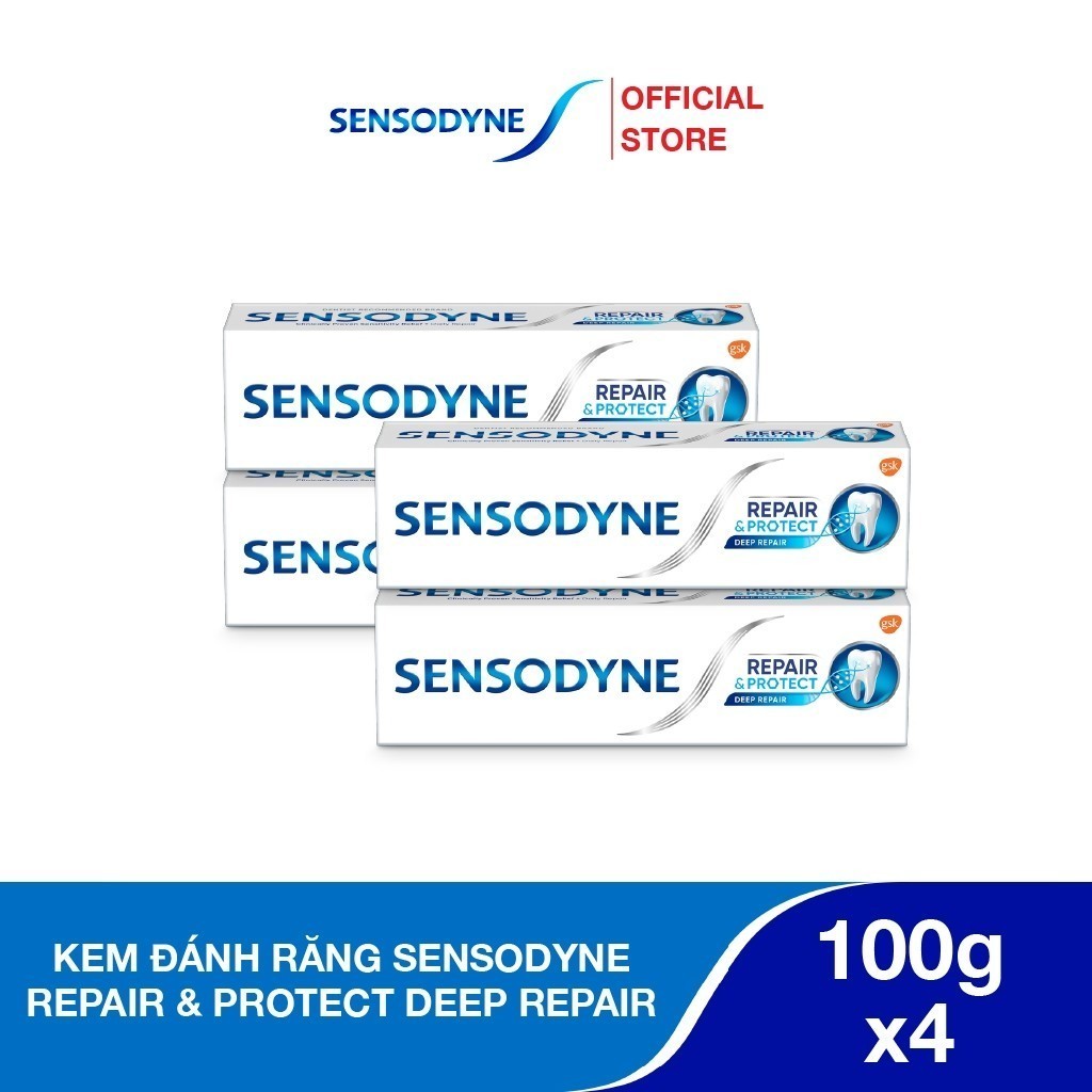 Ảnh Bộ 4 Kem đánh răng SENSODYNE Repair & Protect Deep Repair 100g giúp phục hồi sâu và bảo vệ răng ê buốt 1