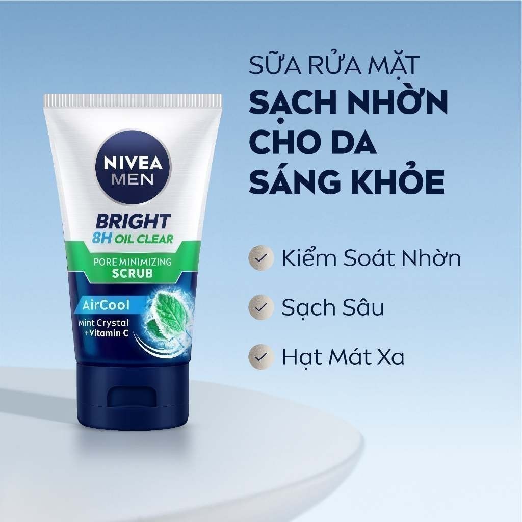 Ảnh Sữa Rửa Mặt NIVEA MEN Bright Oil Clear Scrub Kiểm Soát Nhờn | Chứa Hạt Mát-xa (100 g) - 88880 2
