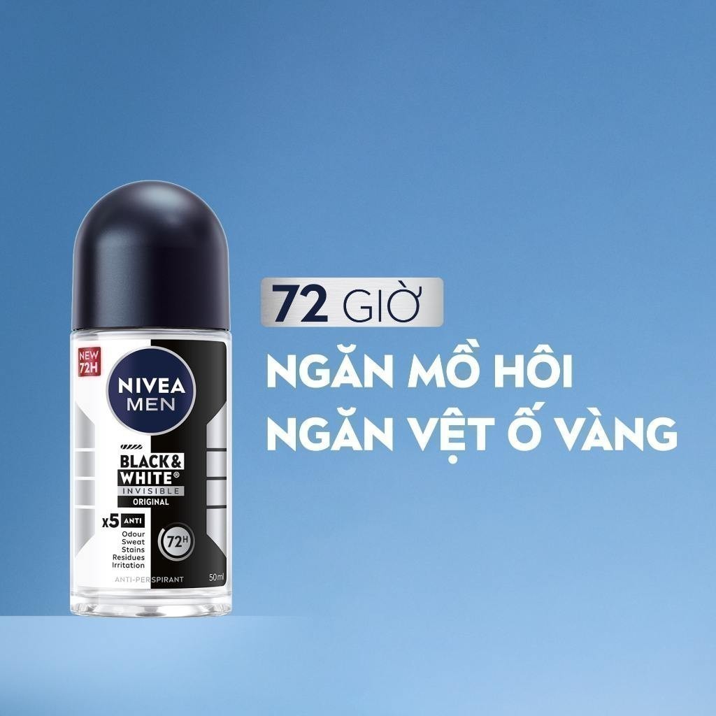 Ảnh Lăn Ngăn Mùi NIVEA MEN Black&White Ngăn Vệt Ố Vàng Vượt Trội | Hương Tinh Tế (50 ml) - 82245 1