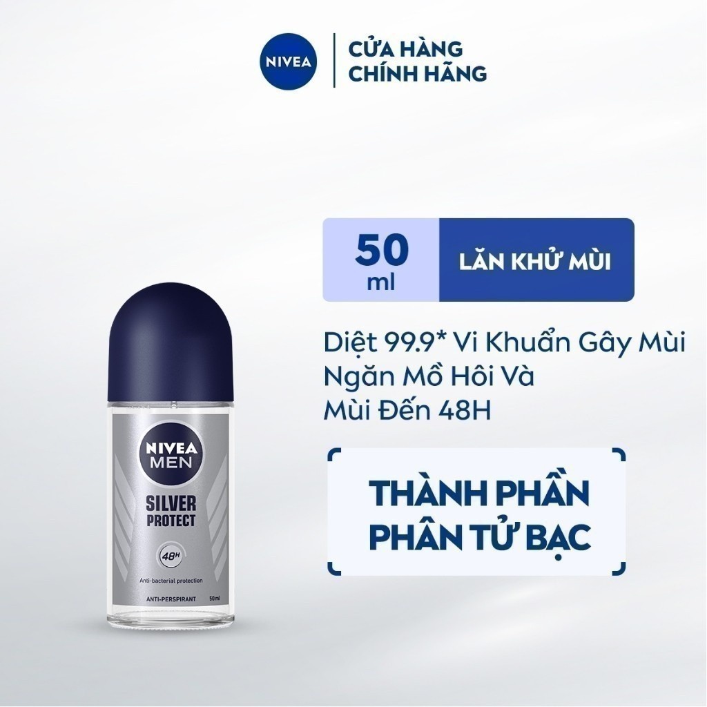 Ảnh Lăn Ngăn Mùi NIVEA MEN Silver Protect Phân Tử Bạc Ngăn Khuẩn Gây Mùi Vượt Trội (50 ml) - 83778 1