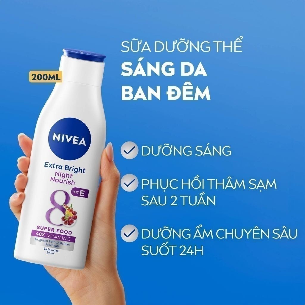 Ảnh Sữa Dưỡng Thể NIVEA Sáng Da Ban Đêm từ 8 Super Foods (200 ml) - 88188 2