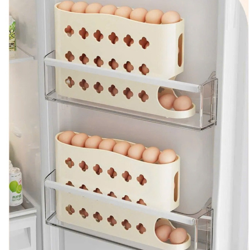 .Khay đựng trứng tủ lạnh thiết kế 3 tầng thông minh tự lăn trứng cao cấp sansan ntt95