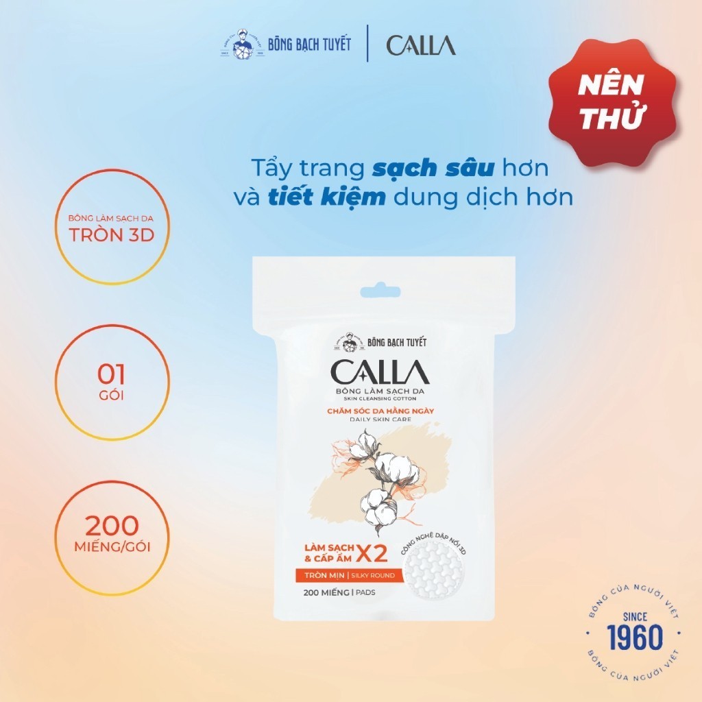 Ảnh Bông tẩy trang làm sạch da Bông Bạch Tuyết Calla tròn 3D 200 miếng/gói 2