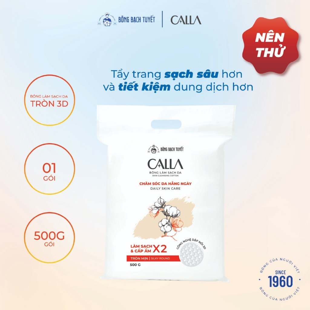 Ảnh Bông tẩy trang làm sạch da Bông Bạch Tuyết Calla tròn 3D 500gr - 1100 miếng/gói 1