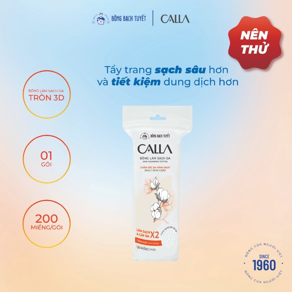 Ảnh Bông tẩy trang làm sạch da Bông Bạch Tuyết Calla tròn 3D 120 miếng/gói 2