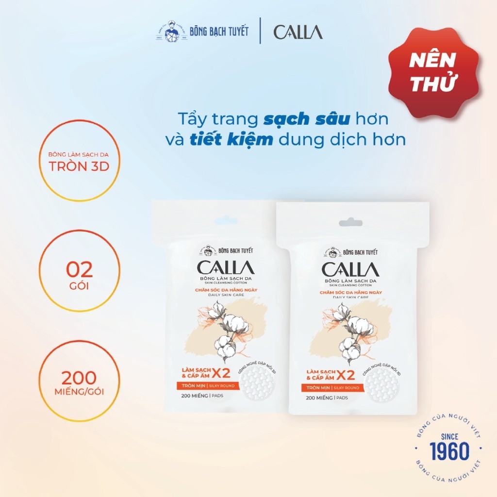 Ảnh Combo 2 Bông tẩy trang làm sạch da Bông Bạch Tuyết Calla tròn 3D 200 miếng/gói 2