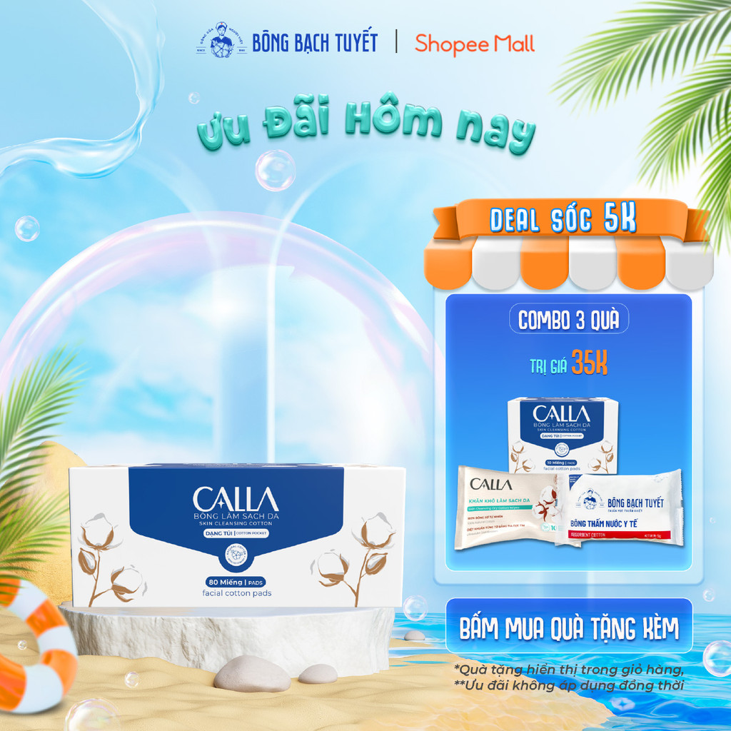 Ảnh Bông tẩy trang Bông Bạch Tuyết Calla Xỏ Ngón Dạng Túi, làm sạch da 80 miếng/hộp 1