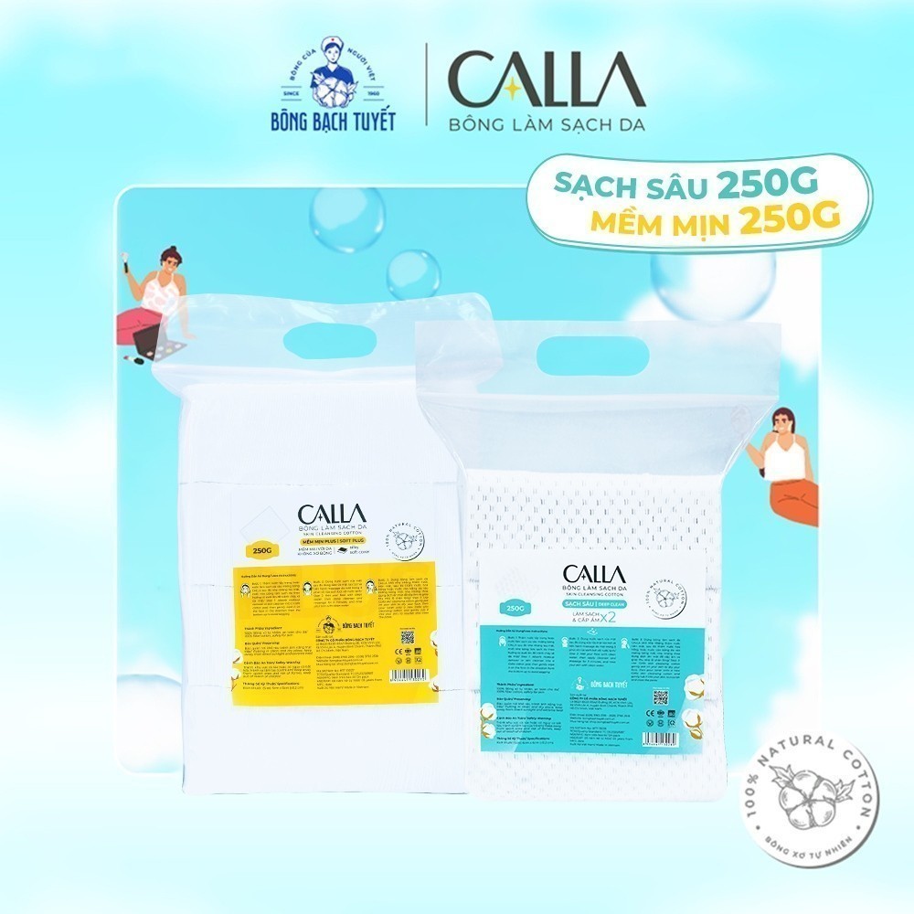 Ảnh Combo 2 túi Bông tẩy trang làm sạch da Bông Bạch Tuyết Calla Sạch Sâu và Mềm Mịn (250gr/túi) 3