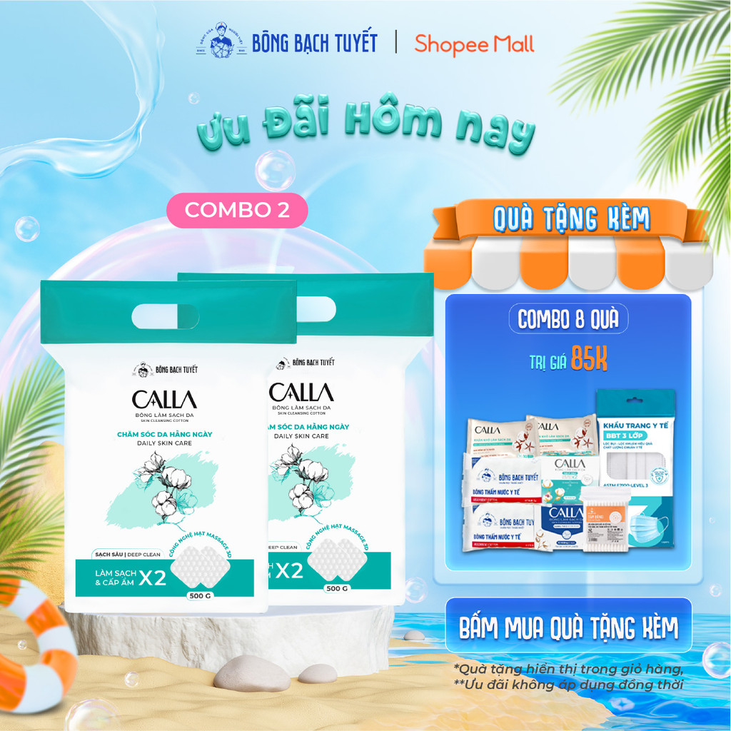 Ảnh Combo 2 túi Bông tẩy trang làm sạch da Bông Bạch Tuyết Calla Sạch Sâu (500gr/túi) 1