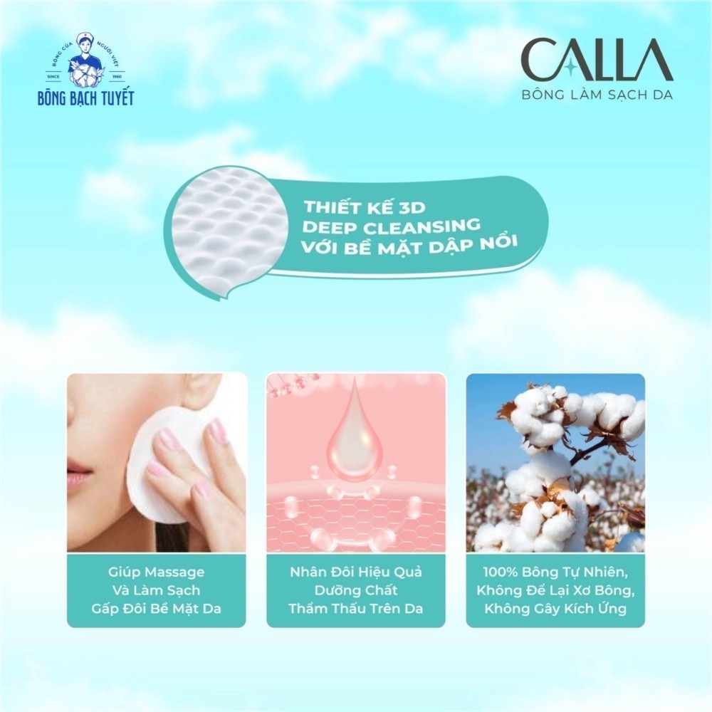 Ảnh Combo 2 túi Bông tẩy trang làm sạch da Bông Bạch Tuyết Calla Sạch Sâu (500gr/túi) 4