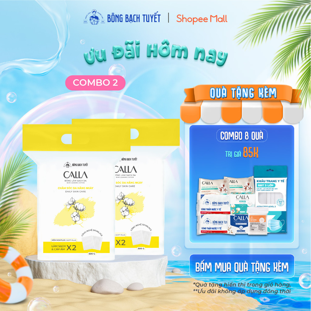 Ảnh Combo 2 túi Bông tẩy trang làm sạch da Bông Bạch Tuyết Calla mềm mịn (500gr/túi) 1