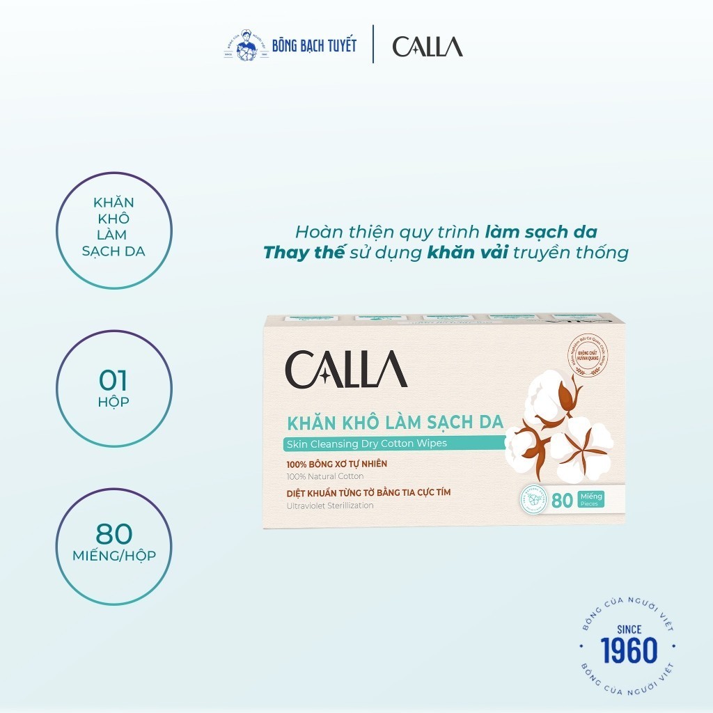 Ảnh Khăn khô Bông Bạch Tuyết làm sạch da Calla đa năng 80 miếng/hộp - bông tẩy trang 2