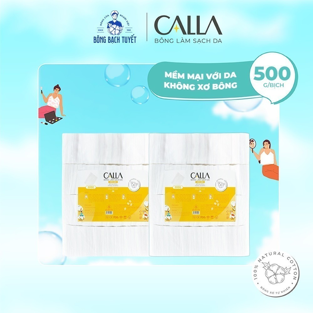 Ảnh Combo 2 túi Bông tẩy trang làm sạch da Bông Bạch Tuyết Calla mềm mịn (500gr/túi) 4