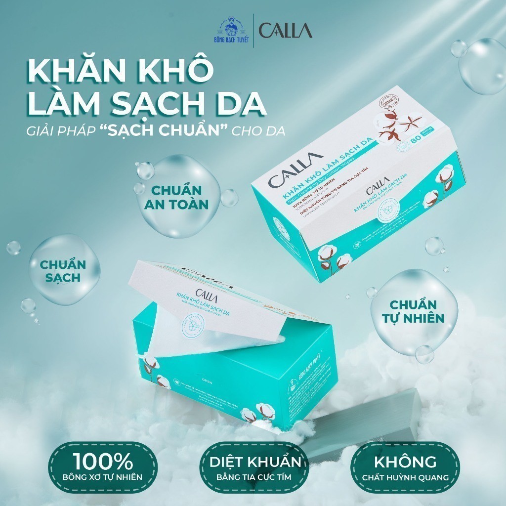 Ảnh Khăn khô Bông Bạch Tuyết làm sạch da Calla đa năng 80 miếng/hộp - bông tẩy trang 3