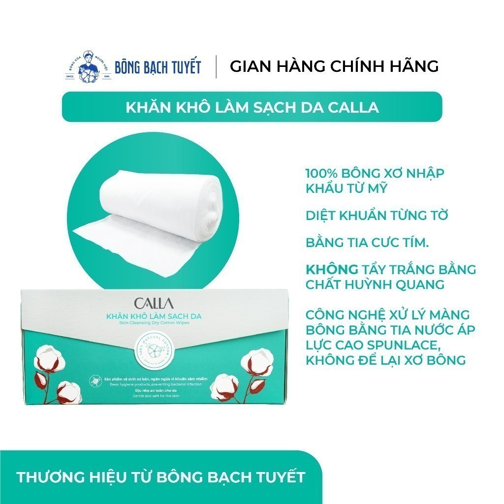 Ảnh Khăn khô Bông Bạch Tuyết làm sạch da Calla đa năng 80 miếng/hộp - bông tẩy trang 4