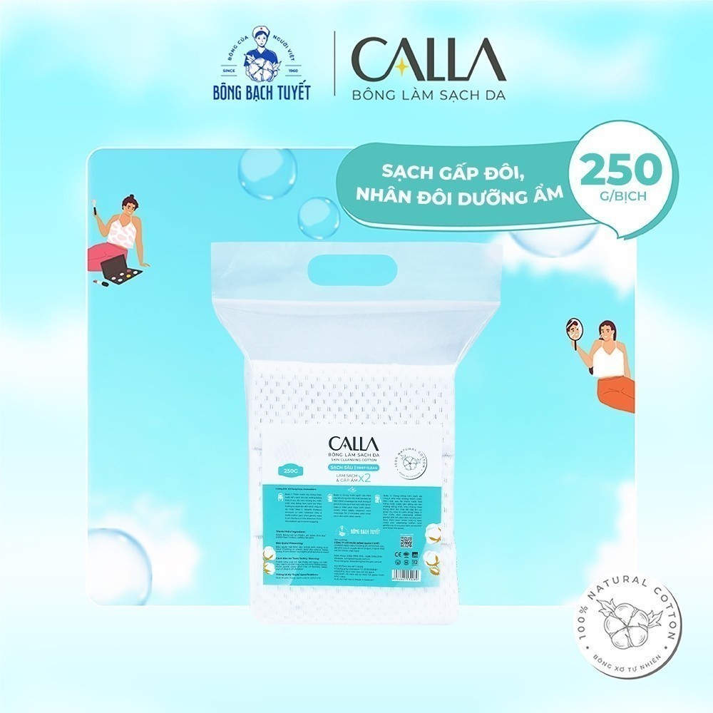 Ảnh Bông tẩy trang làm sạch da Bông Bạch Tuyết Calla Sạch Sâu (250gr/túi) 2